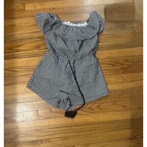 Honey Punch Gingham Black White Romper